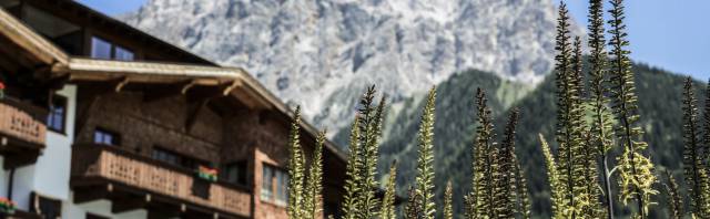 Familienhotel Tirolerhof in ruhiger Lage mit Ausblick auf die Tiroler Alpen.