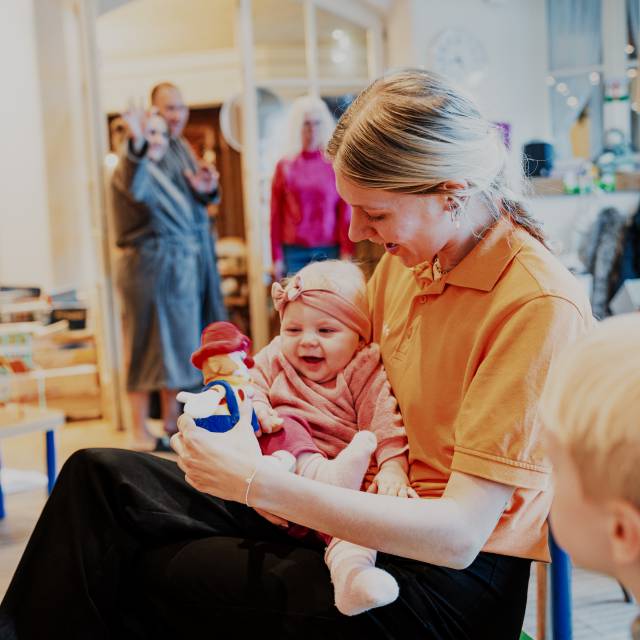 Baby in the baby care area at Hotel Tirolerhof.